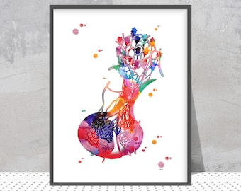 Watercolor Pituitary Gland | Endocrinology Art Print | Structural Scheme of The Hypophysis