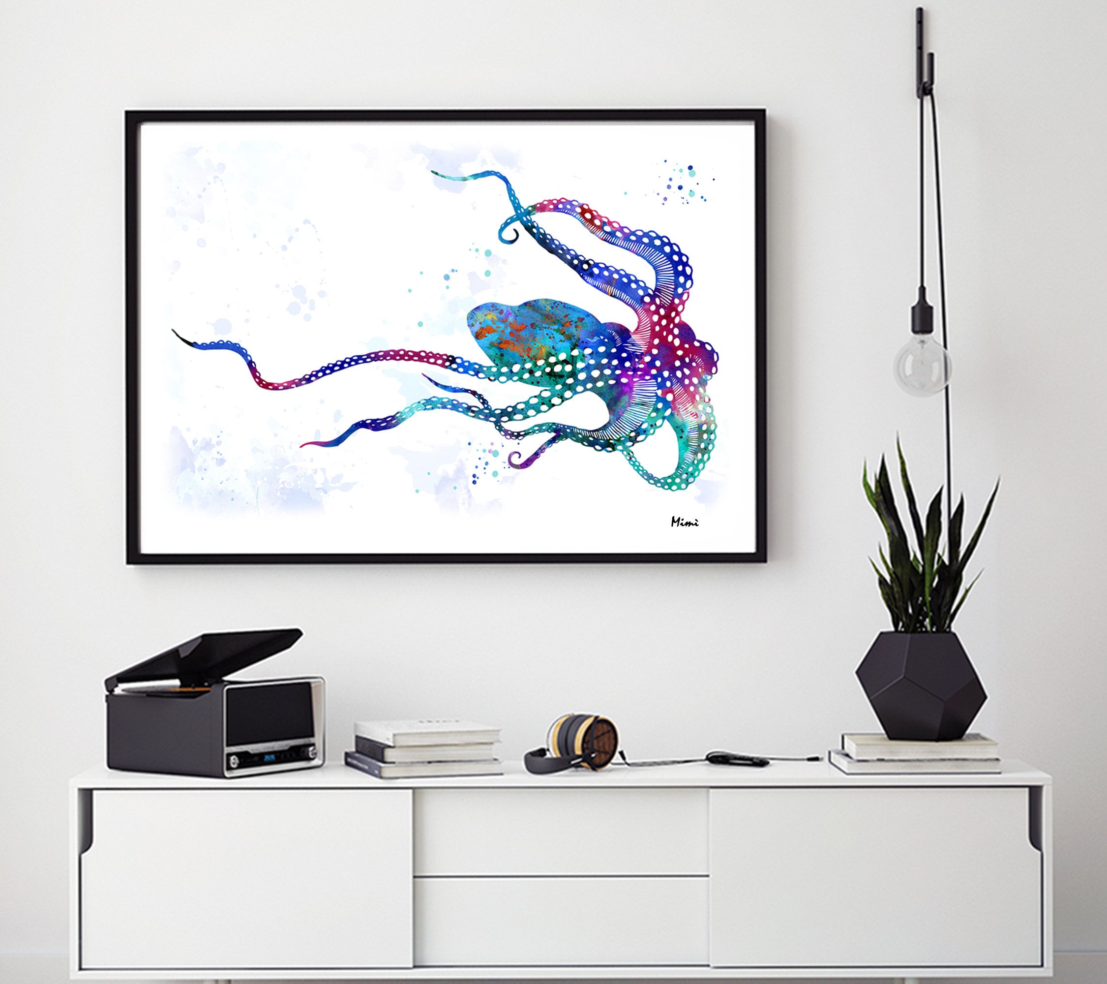 Octopus Watercolor Print Sea Life Art Ocean Life Illustration - Etsy