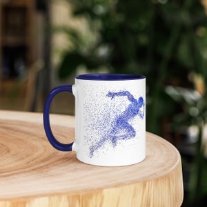 Runner Mug Abstract Runner Mug Sport Mug Running Man Mug 11 OZ White Ceramics Mug With a Beautiful Blue Runner Mug Gift For Runners zdjęcie 3