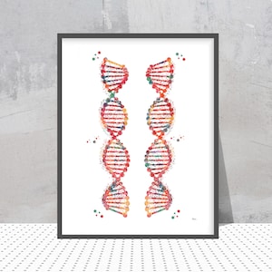 Dna Double Helix Watercolor Poster DNA art print science art illustration abstract biology art genetic Dna structure print