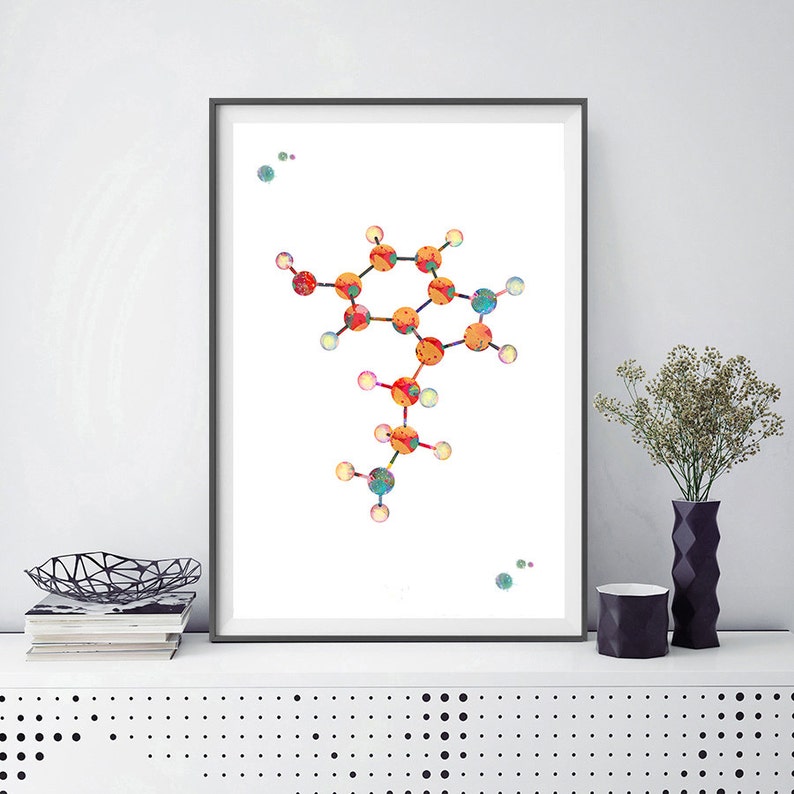 Download Serotonin Molecule watercolor print serotonin formula ...