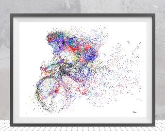 Cycling Abstract Print | Bicycle Race Watercolor | Art Gift for Cyclist