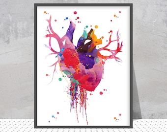 Heart Anatomy Print | Cardiology Art | Cardio Clinic Decor | Cardiologist Gift