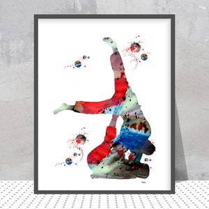 Brazilian Jiu-jitsu Sport Print BJJ Watercolor Poster Two Athletes Fighting Martial Arts Print Ju-jitsu Training Personalized Art Add A Name