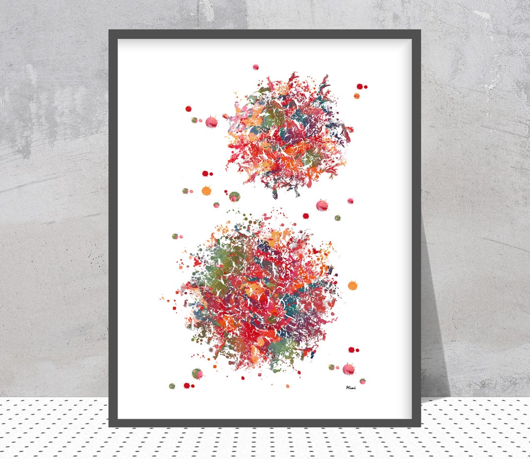T-cells Art Print T-lymphocytes Watercolor Poster Immune System Cells ...