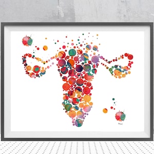 Uterus Watercolor Print Abstract Anatomy Art Poster Human Organs Female Reproductive System Vulva and Ovaries Fertility Print Medical Art