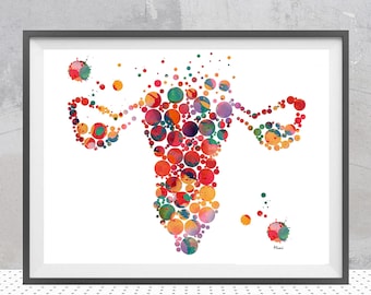 Abstract Uterus Watercolor Print  | OB-GYN Art | Women's Health Clinic Decor