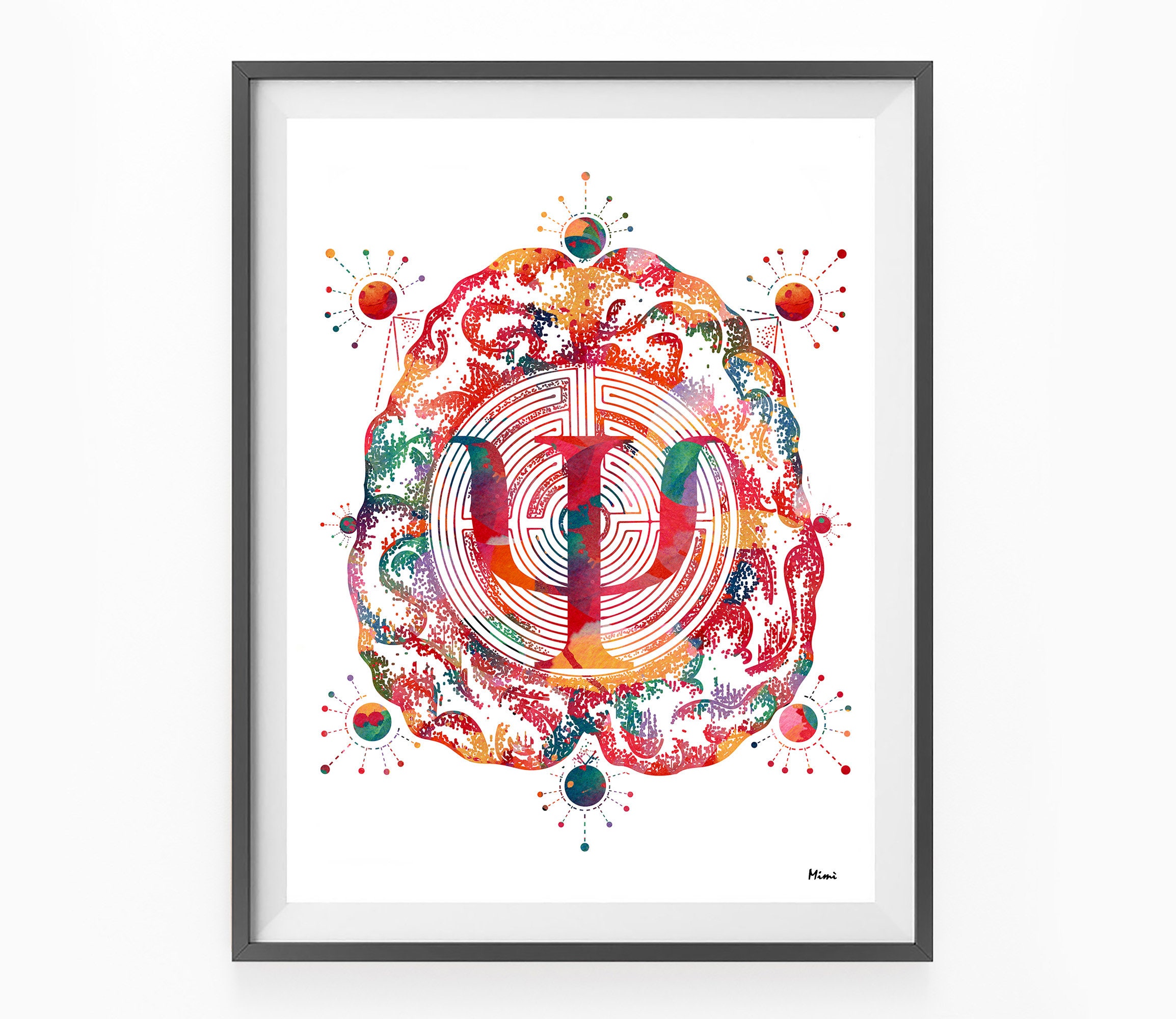 Psychology Symbol Art Psychiatry Symbol Doctor Art Clinic Wall Decor Doctor Office Gift Med Student Gift Science Art Medicine Print