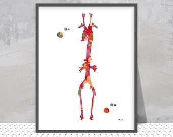 Watercolor Aorta Scheme Print | Angiology Art | Endovascular Clinic Decor | Vascular Doctor Gift