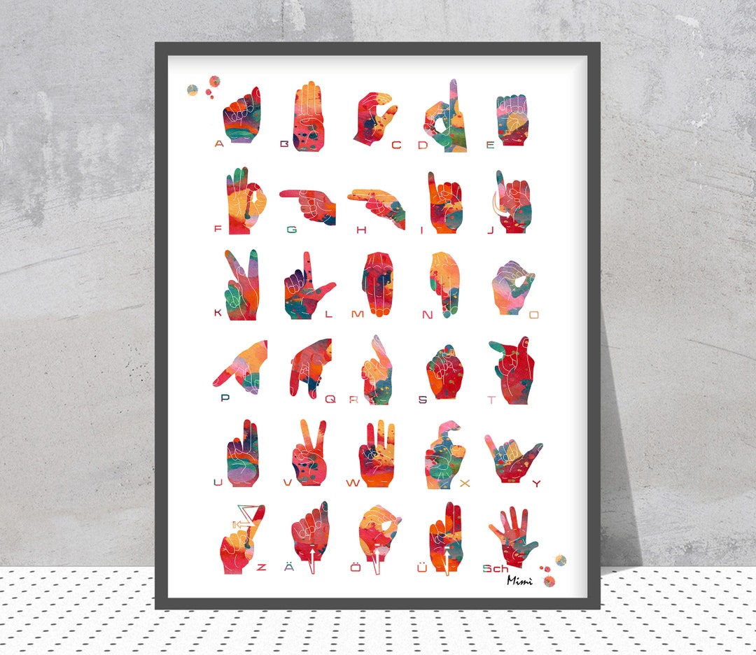 European Sign Language Diagram, Speech Therapy Print German ...