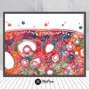 卵巣 水彩画 組織学ポスター 卵巣 顕微鏡的断面 解剖学アート 女性生殖器系 プリント 医療アート 科学アート