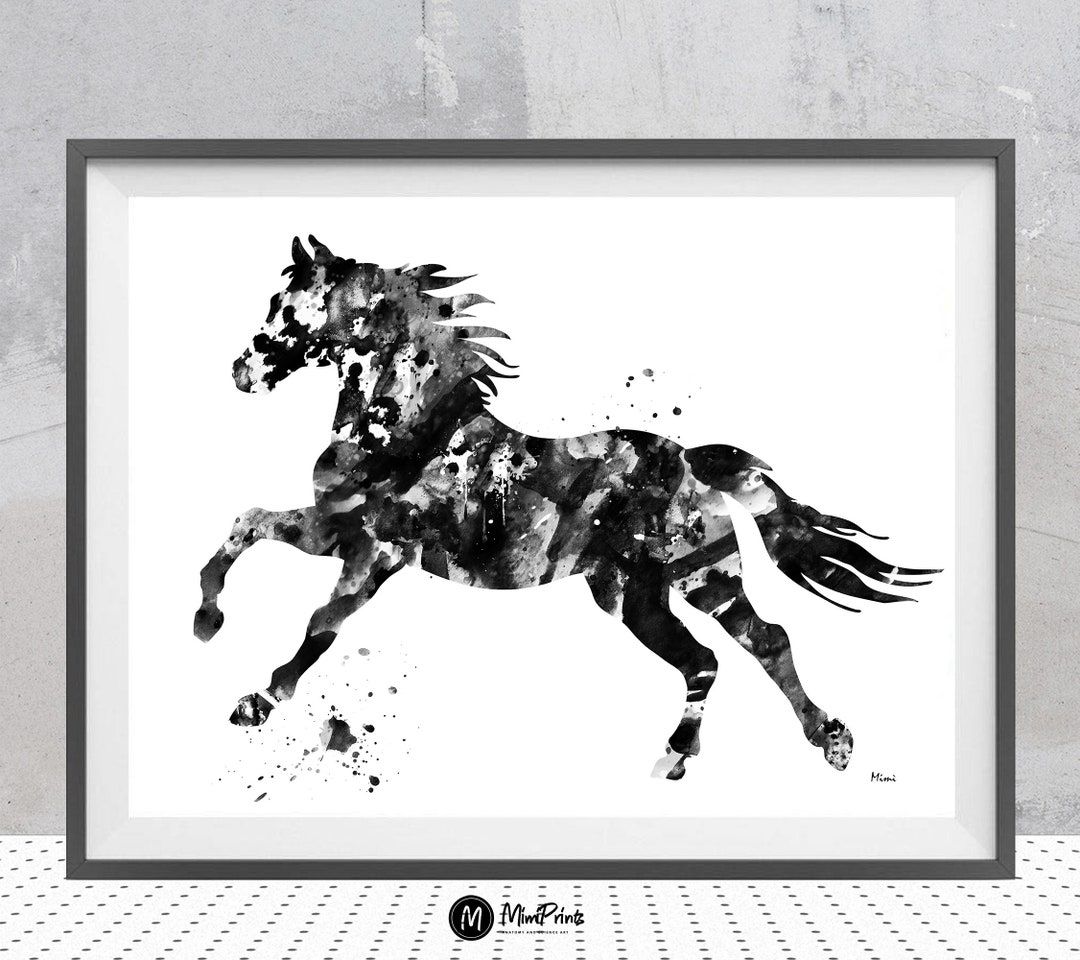 Black Horse Print Equestrian Poster Horse Lovers Art Gift Horse Artwork