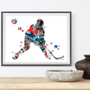 Ice Hockey Print Male Ice Hockey Player Watercolor Ice Hockey Winger Poster Hockey Painting Hockey Personalized Art Gift Add A Name image 5