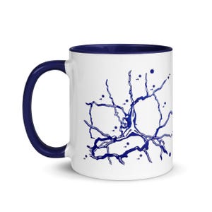 Neurons Connection 11 OZ Ceramic Mug Neurology Art Neurology Team Gift Neuro Mug in Blue Watercolor Tones