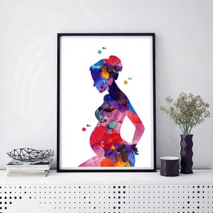 Pregnancy Painting Print Pregnant Woman Watercolor Poster Medical Art Gynecology Obstetrician Midwifery print Obstetrics OBGYN Wall Art image 3