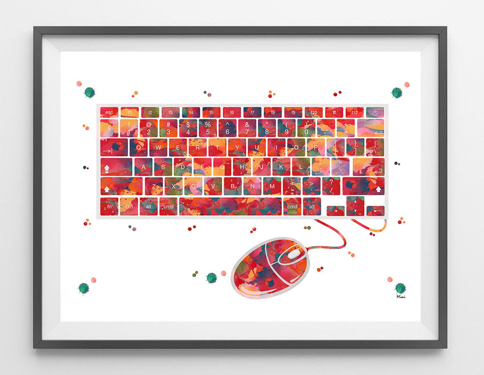 Computer Keyboard Watercolor Print Hi-tech Print Computer - Etsy