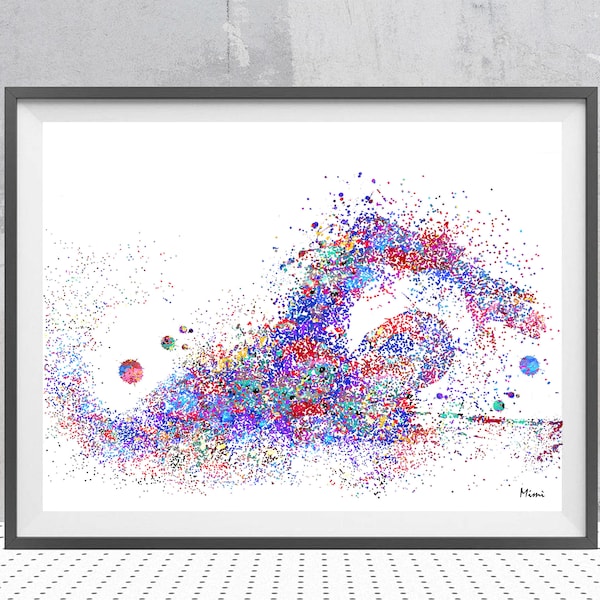 Crawl Male Swimmer Close-Up Watercolor | Personalized Art Print for Swimmers