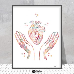 Heart Care Anatomy Print Healthy Heart Symbol Poster Heart Disease Prevention Print Surgery Art Cardiologist Gift Cardiology Clinic Decor