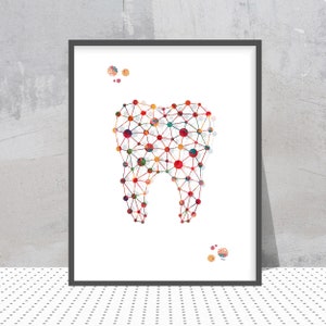 Stampa artistica di denti molari, poster di acquerello astratto di anatomia umana, illustrazione medica e dentale, stampa giclée di molari