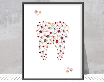 Abstract Molar Watercolor Print, Dental Anatomy Art