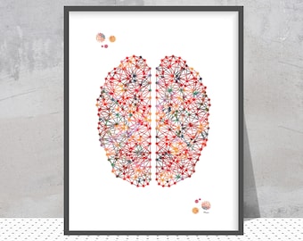 Abstract Neuroscience Print, Brain And Neurons