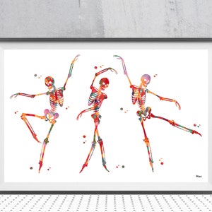Dancing Skeletons Anatomy Print | Sport and Exercise Medicine Art | PT Clinic Decor