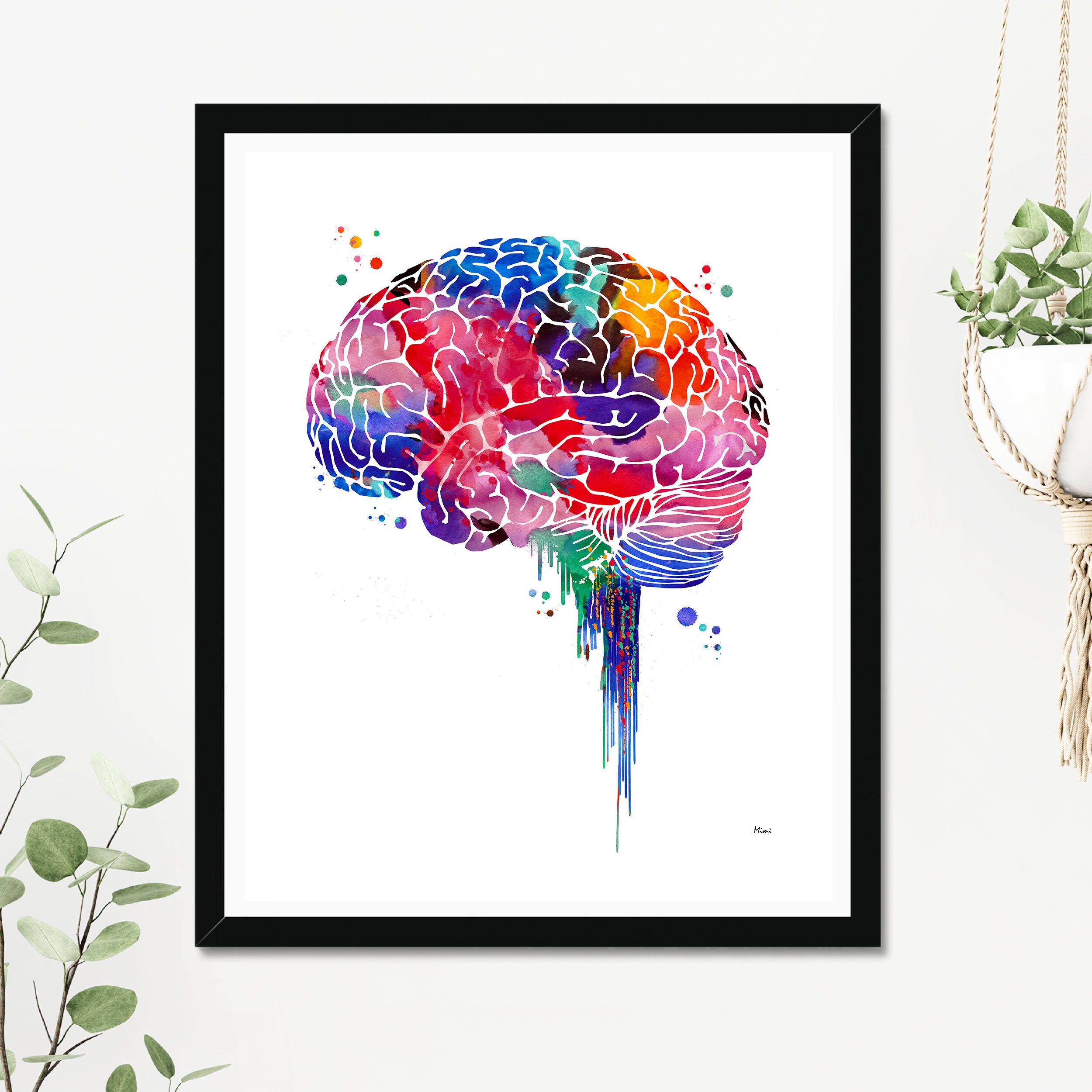 Brain Watercolor Print Anatomy Art Brain Lateral View Poster | Etsy