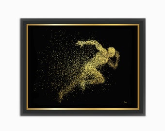 Gold Foil Runner Print Gold Foil Sports Art Poster Running Art Statement Artwork Metallic Foil Custom Gift For Male Runners Add A Name