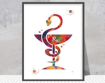 Pharmacist Caduceus Print | Pharmacy Art Decor | Gift for Pharmacist