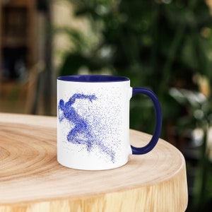 Runner Mug Abstract Runner Mug Sport Mug Running Man Mug 11 OZ White Ceramics Mug With a Beautiful Blue Runner Mug Gift For Runners zdjęcie 4
