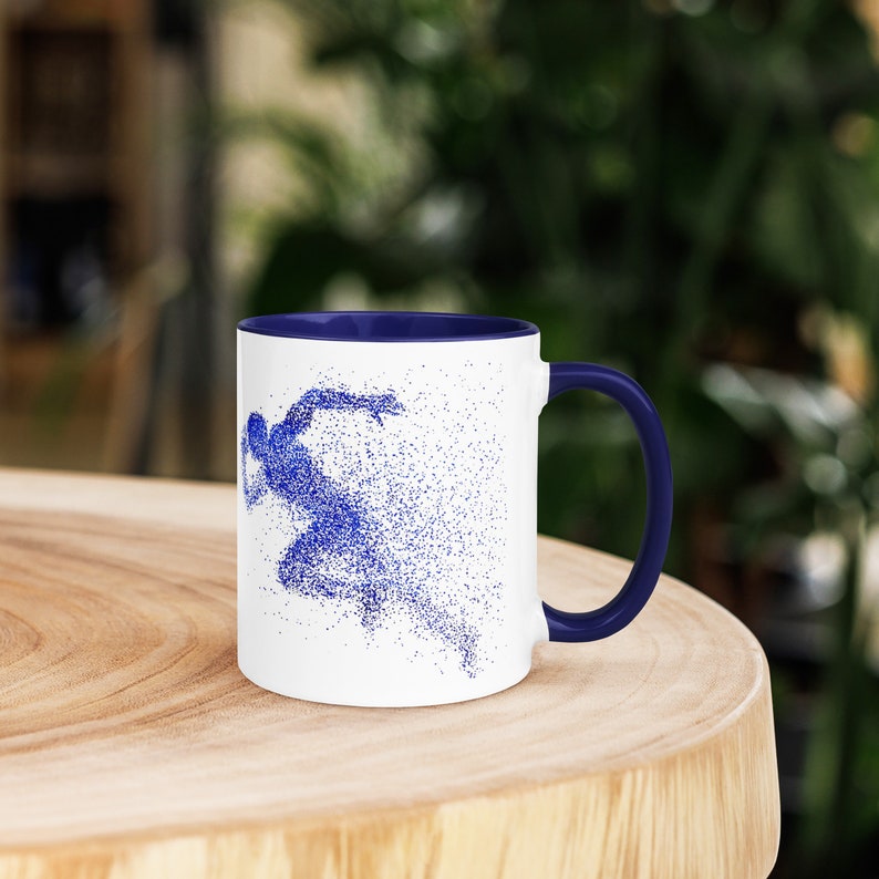 Runner Mug Abstract Runner Mug Sport Mug Running Man Mug 11 OZ White Ceramics Mug With a Beautiful Blue Runner Mug Gift For Runners zdjęcie 4