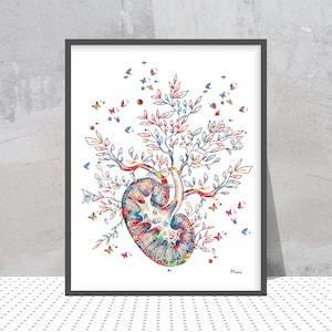 Kidney Tree Print Anatomical Kidney In A Shape of a Tree Colorful Watercolor Kidney Transplant Personalized Art Gift Add a Name