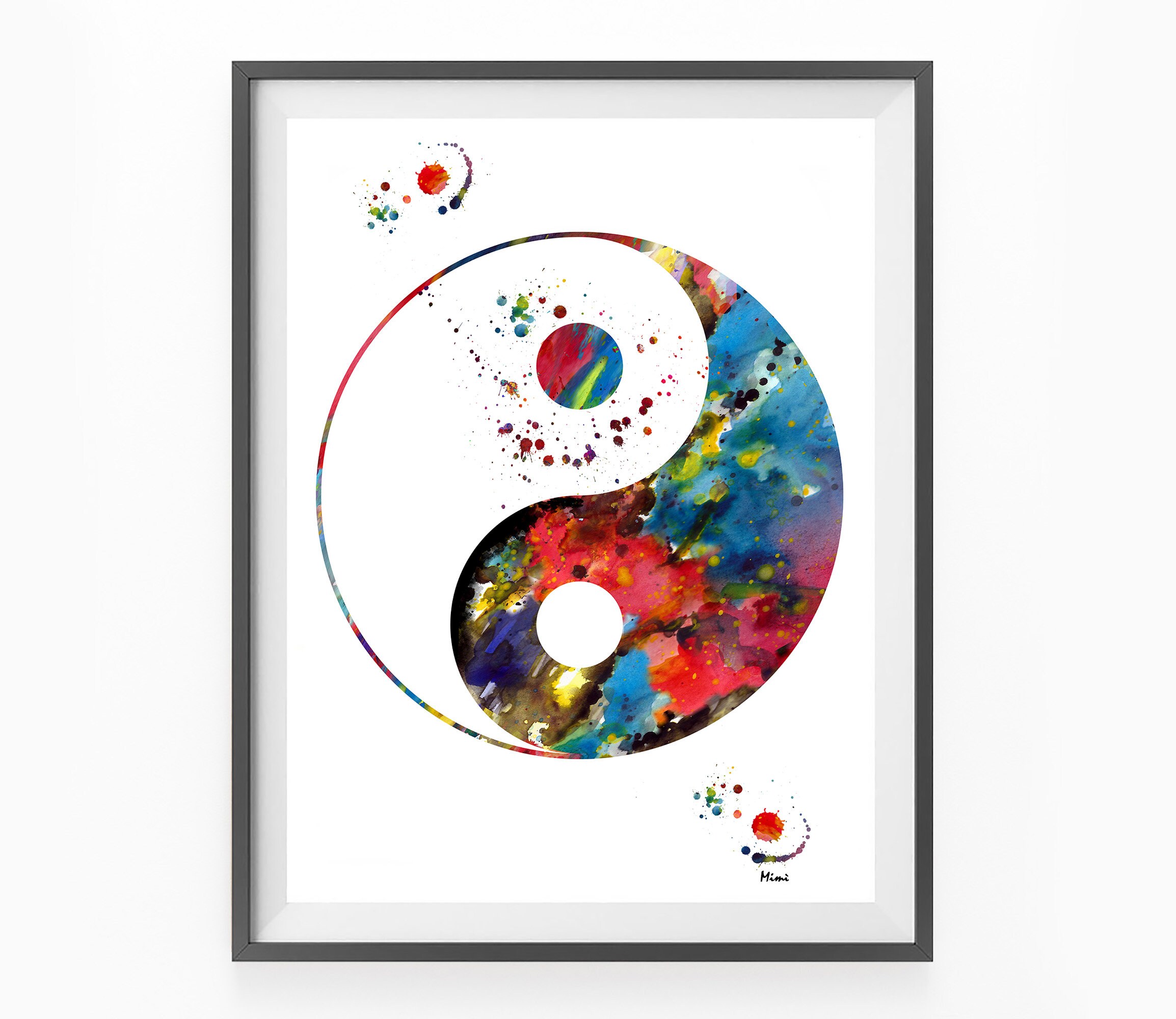 Yin Yang Art Print Zen Art Poster Yin Yang Watercolor Buddhist Etsy