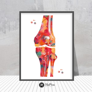 Knee bone watercolor print human anatomy knee poster orthopedic art skeletal system leg bones anatomy the knee medical art print wall decor