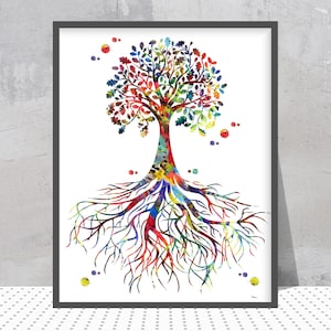 Tree Of Life symbol watercolor print Rooted Tree Of Life poster tree rooted in the earth illustration tree of life art print Wall Art