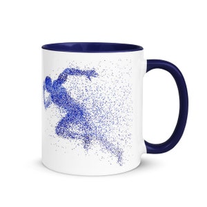 Runner Mug Abstract Runner Mug Sport Mug Running Man Mug 11 OZ White Ceramics Mug With a Beautiful Blue Runner Mug Gift For Runners zdjęcie 2