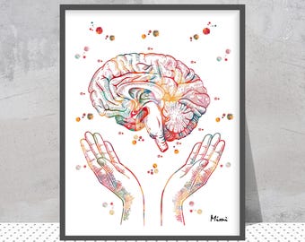 Watercolor Mental Wellness Print | Psychology Art | Counseling Practice Decor | Therapist Gift