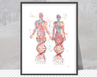 DNA Art Print: Watercolor Science Illustration