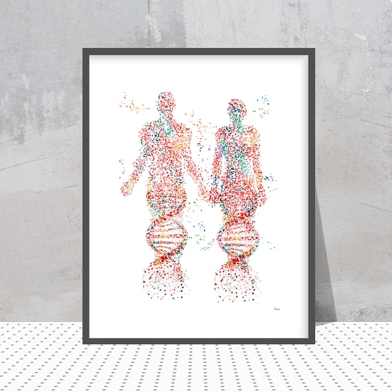 Abstract DNA Watercolor Print | Genetics Art | Microbiology Lab