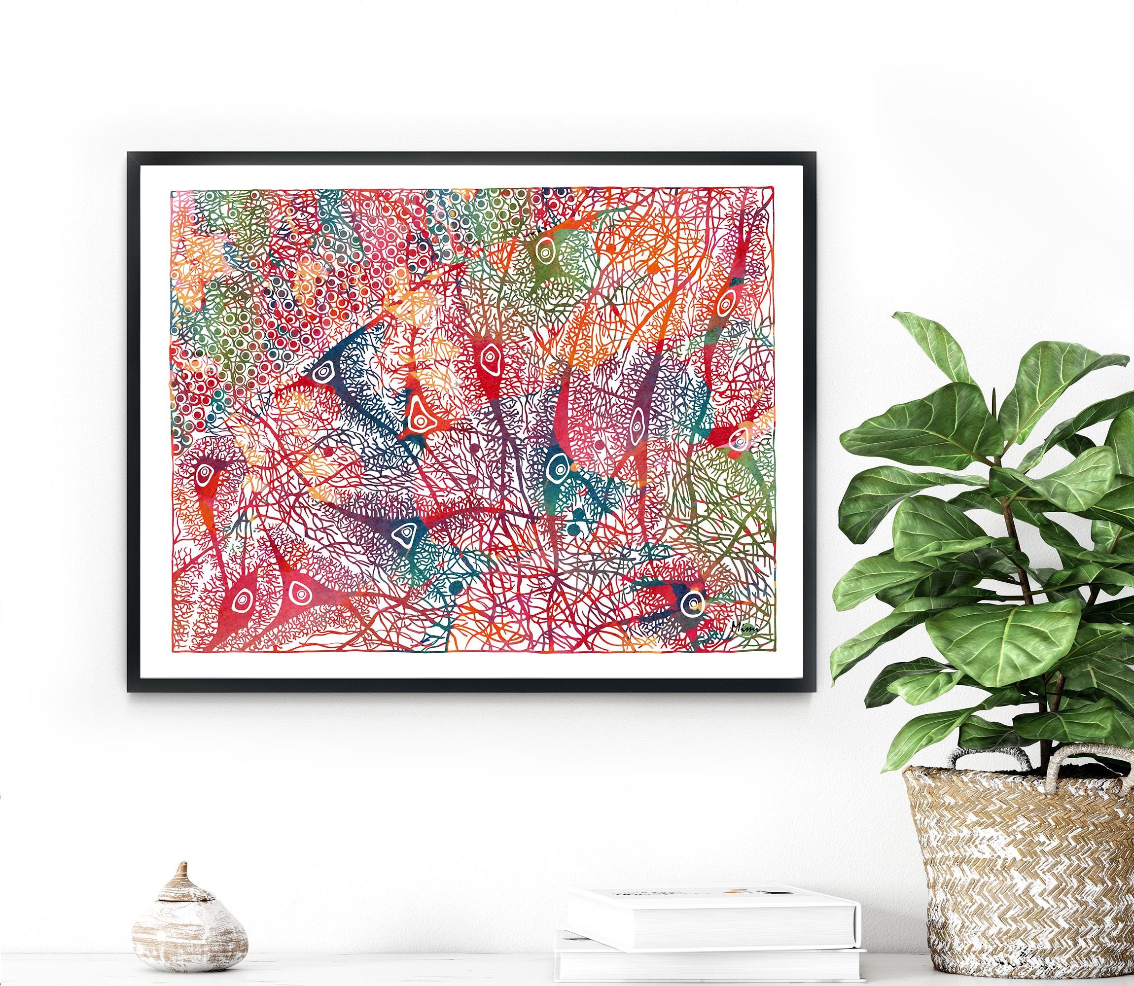 Nerve Cells Anatomy Print Brain Art Watercolor Neurology Painting ...