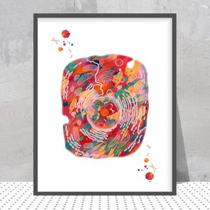 Eukaryotic Cell Art Print - Human Cell Structure Scheme - Science Lab Decor