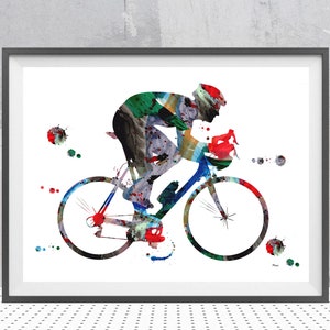 Cycling Art Print: aquarel fietsraceposter