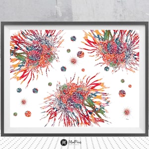 Cancer Cells Print Cancer Cells Watercolor Abstract Science Art Print Cancer Cells Pathology Art Anatomy Art Biology Lab Wall Decor