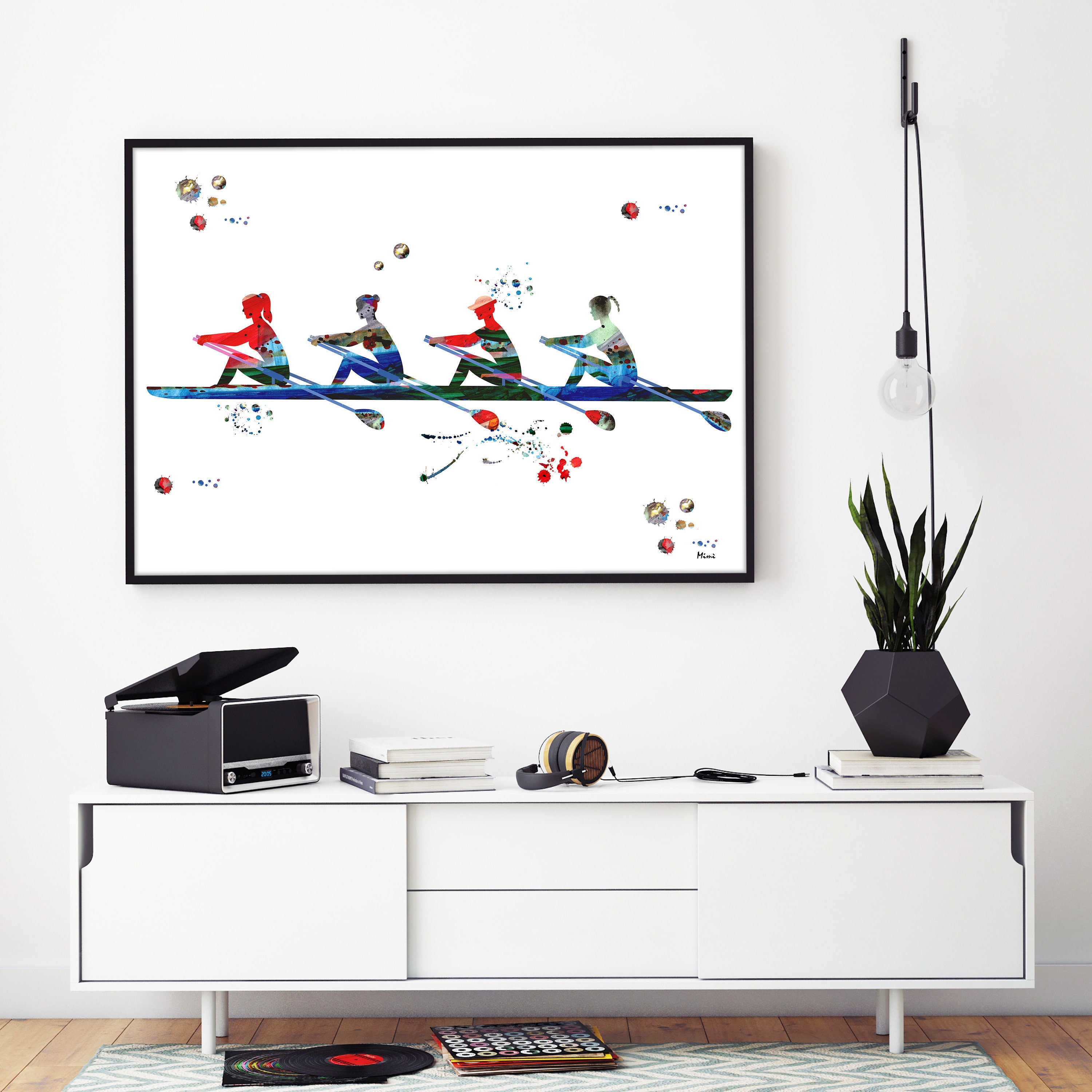 Watercolor Female Rowing Team | Rowing Club Decor | Gift 4+ Rowers - Etsy