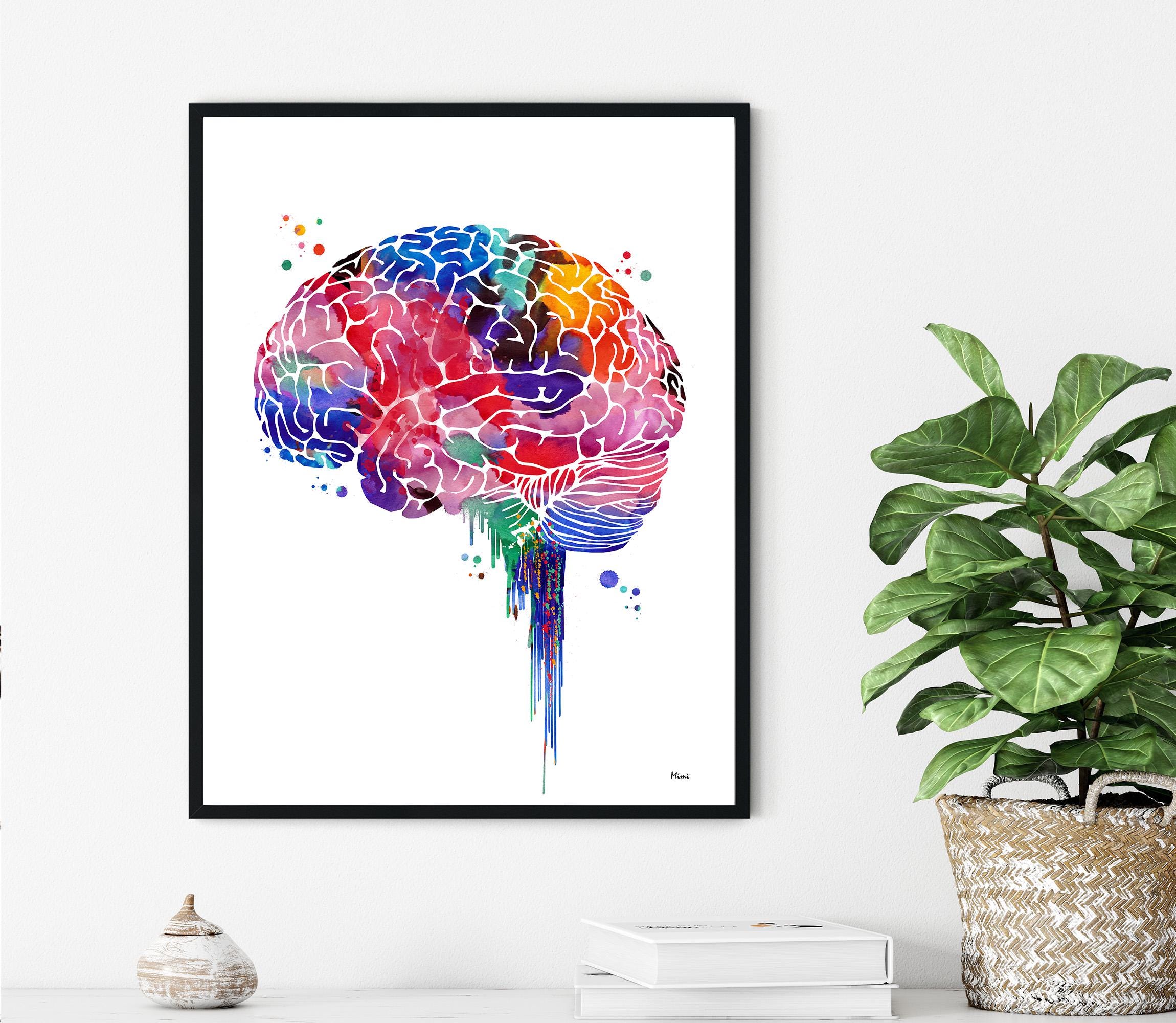 Watercolor Brain Anatomy Print | Neuroscience Art | Gift for ...