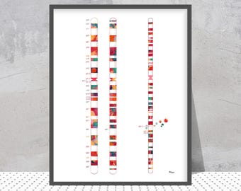 Aquarelprint chromosoom 2 | Genetica Biologie Kunst