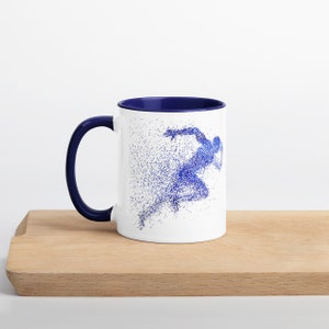 Runner Mug Abstract Runner Mug Sport Mug Running Man Mug 11 OZ White Ceramics Mug With a Beautiful Blue Runner Mug Gift For Runners zdjęcie 5