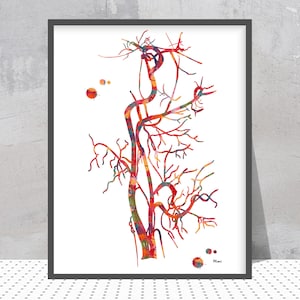 Angiography Print Carotid Artery Watercolor Angiogram Abstract Anatomy Vascular Surgery Print Neurosurgery Art Radiology Poster Medical Art