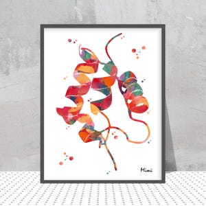 Protein Print Insulin-Like Growth Factor Science Art IGF Molecule Structure Watercolor Somatomedin-A
