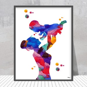 Mutter und Kind Aquarell Druck Mutterschaft Kunstdruck Neugeborenes Baby mit Mutter Poster Gynäkologie Hebammendruck Geburtshilfe OBGYN Wandkunst